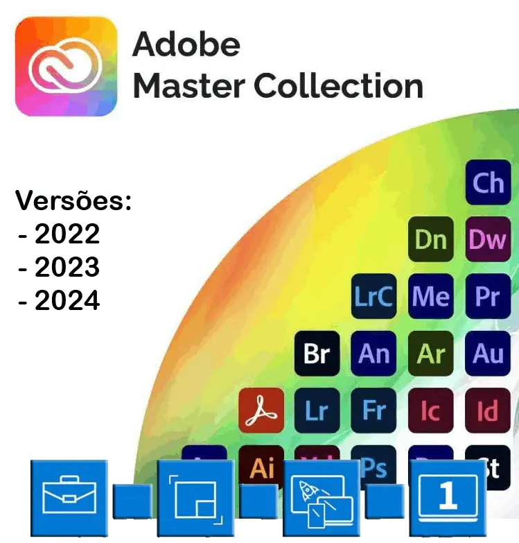 Adobe Master Collection - Photoshop Premiere Illustrator Lightroom After Effects Acrobat In Design Animate Audition Bridge Character Animator Dreamweaver InCopy Media Encoder Prelude Adobe XD e outros - Adobe Master Collection